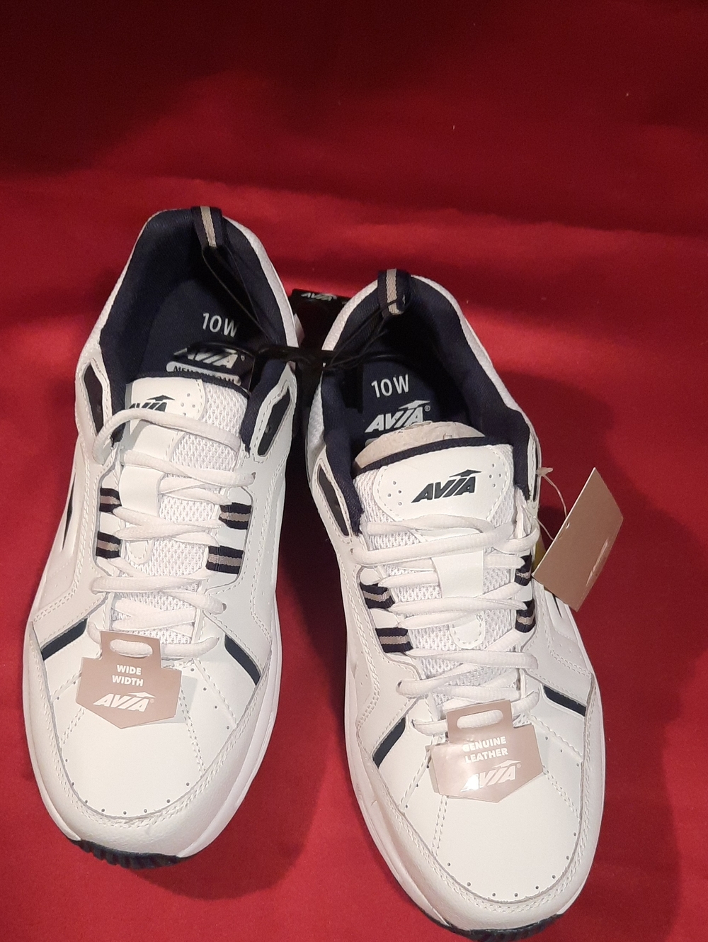 Avia White and Navy Men’s Athletic Sneakers Wide Width